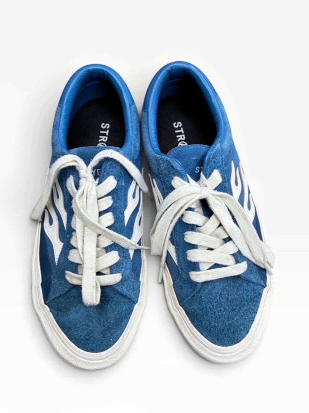 STRAYE Logan Blue & White Flame Sneakers Skater Streetwear US 10.5